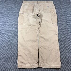 Carhartt Pants Men's 40x30 B324 DKH Washed Duck Work Dungaree Tan Distressed